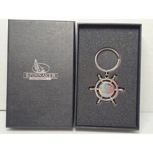 Spinnaker Resorts Ship Wheel Keychain Metal w Box Nautical Souvenir